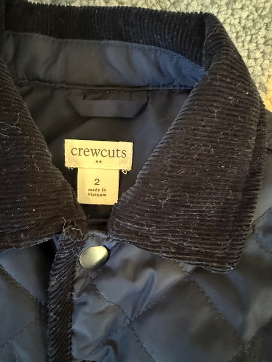 Crewcuts Quilted Navy Puffer Jacket with Corduroy Collar - Picture 2 of 4
